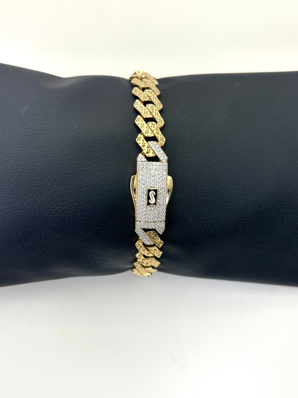 Pulsera biselada de oro 14k