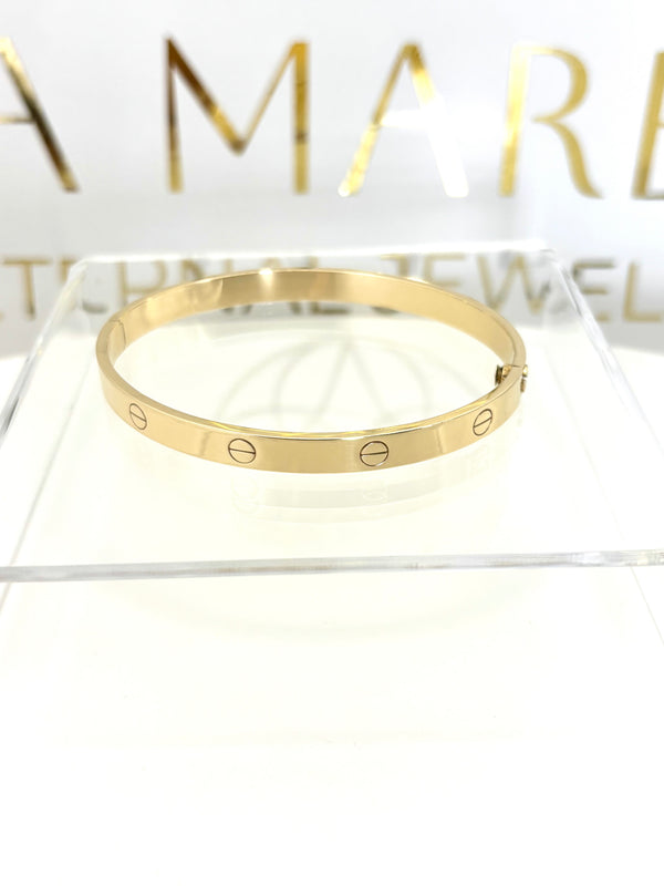 Aro de diseñador de oro 14k con desarmador grueso hueco