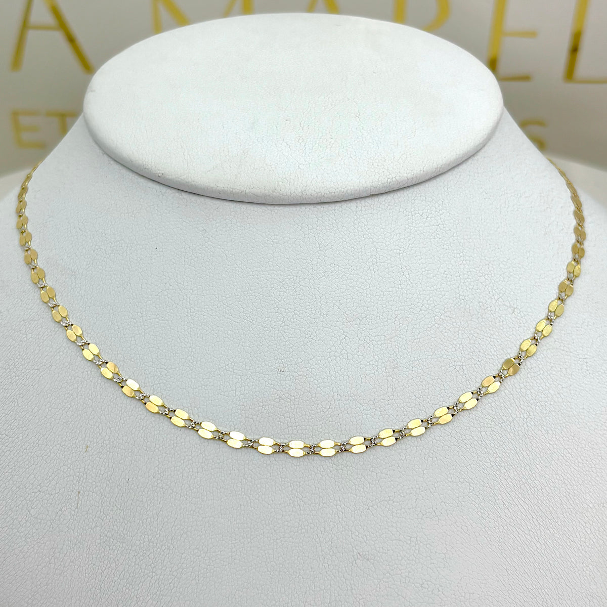 Cadena de semilla doble en oro 14K 40 cm