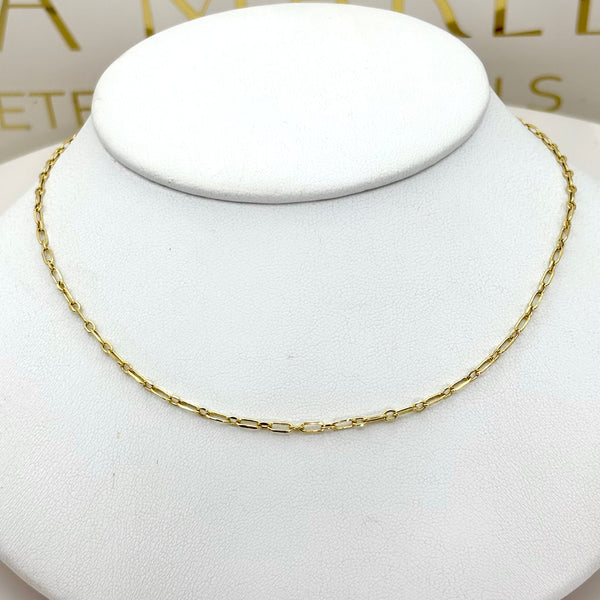 Cadena eslabón alargado en oro 14K 45 cm