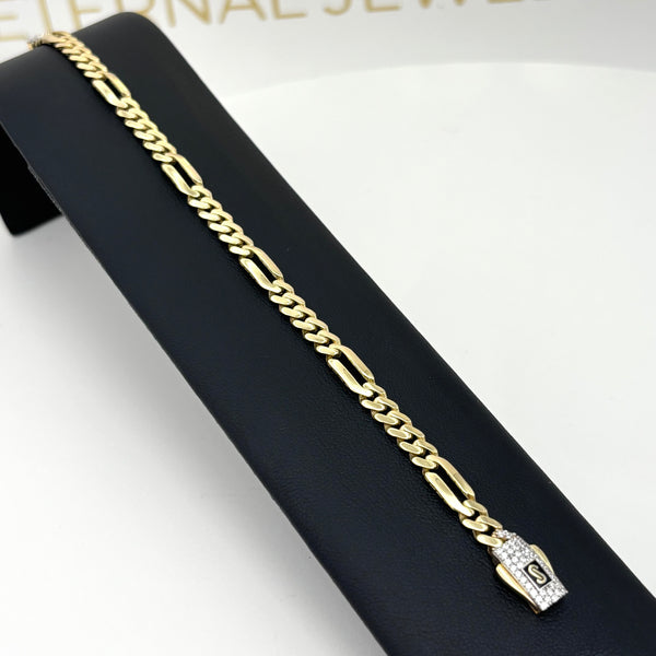 Pulsera de diseñador para dama en oro 14k tejido 5x1