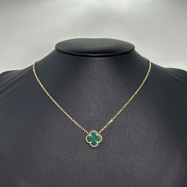 Gargantilla de Flor Verde de oro 14k