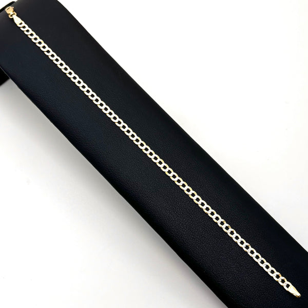 Pulsera cubana solida con acabado diamantado delgada