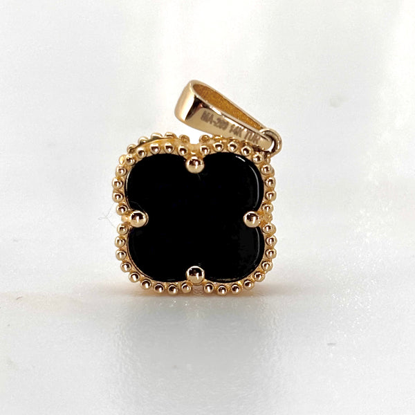 Dije de Flor Negra de oro 14k