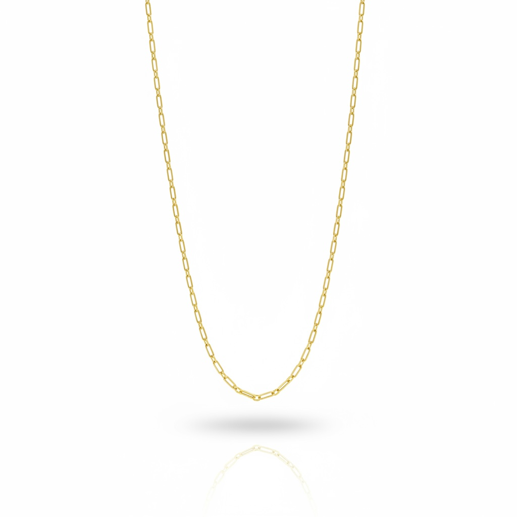 Cadena de oro 14k tipo clip 1x1 sólida 2 mm