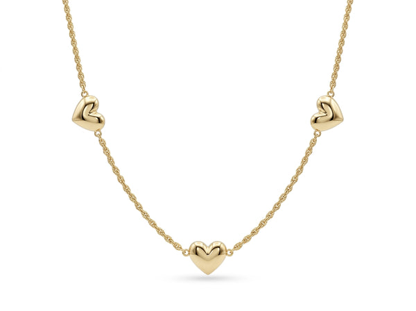 Gargantilla de oro 10k diseño torsal con corazones mod 5808 - 45 cm