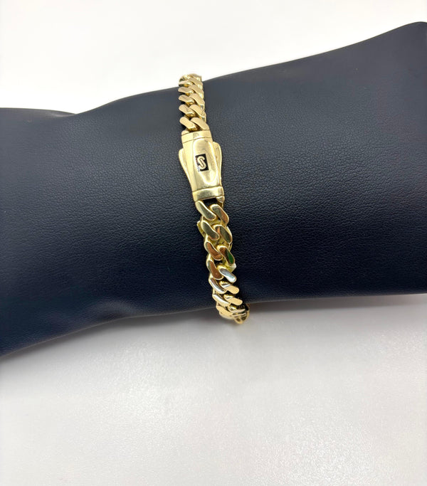 Pulso Cubano Liso de oro 14k - 21 cm