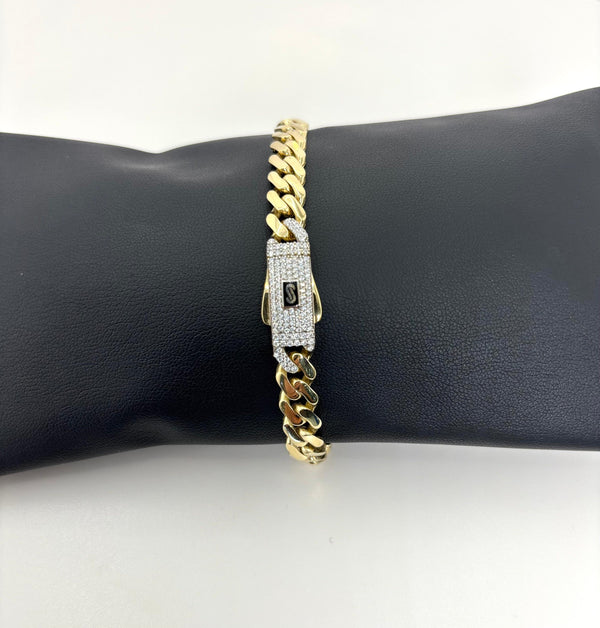 Pulsera Cubana Lisa de oro 14k