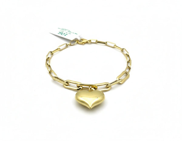 Pulsera de clip con corazón de oro 10k para dama