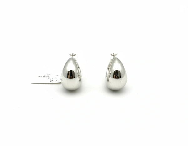 Aretes inflados en Oro blanco 14k Chunky Hoops