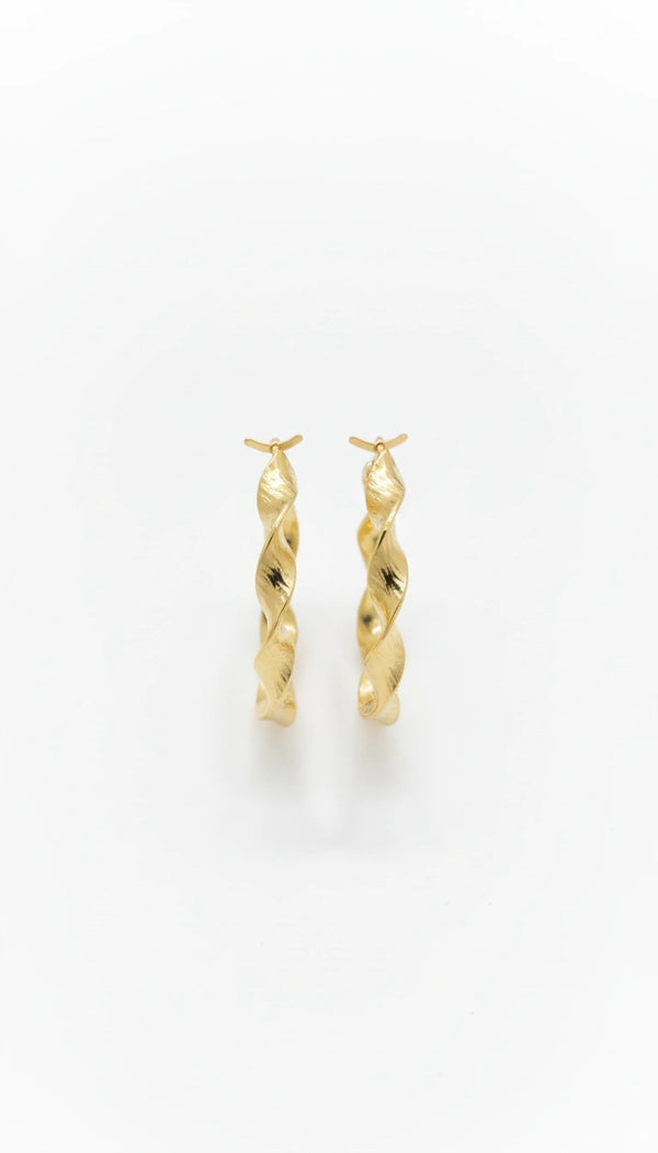 Arracadas de Oro 14k Diseño Torzal Hueco Elegante mod. 3030