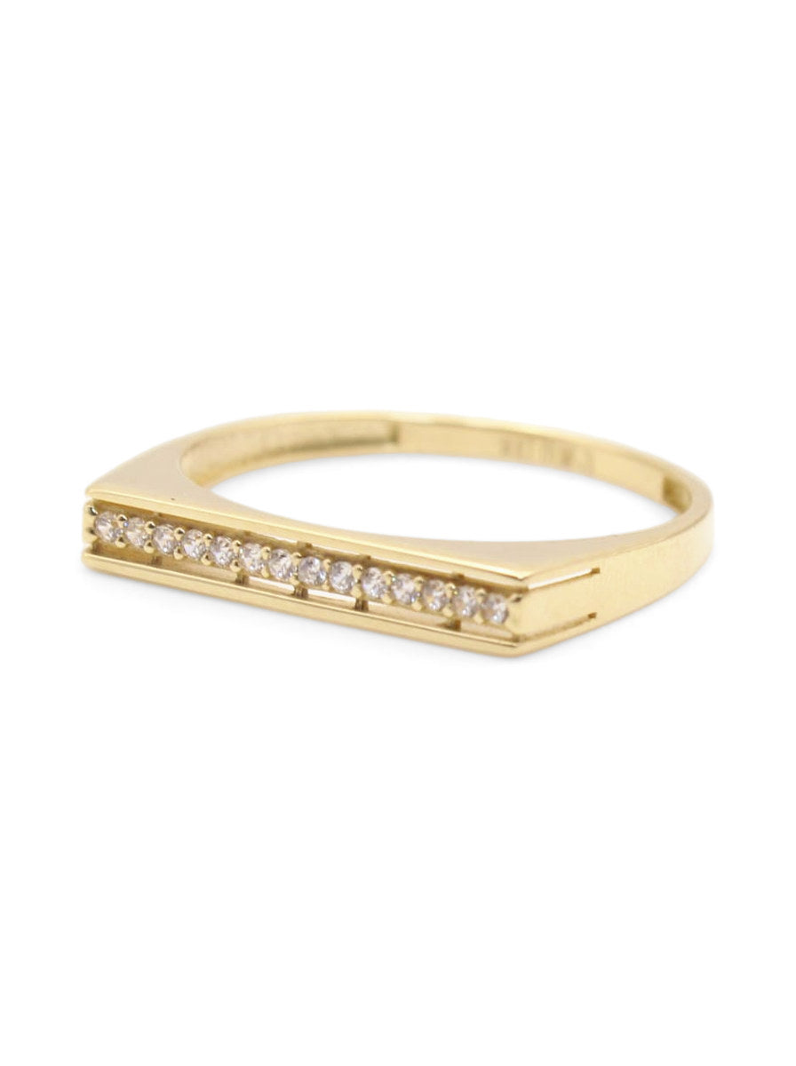 Anillo de oro 14k diseño de barra con circonias Mod 5982
