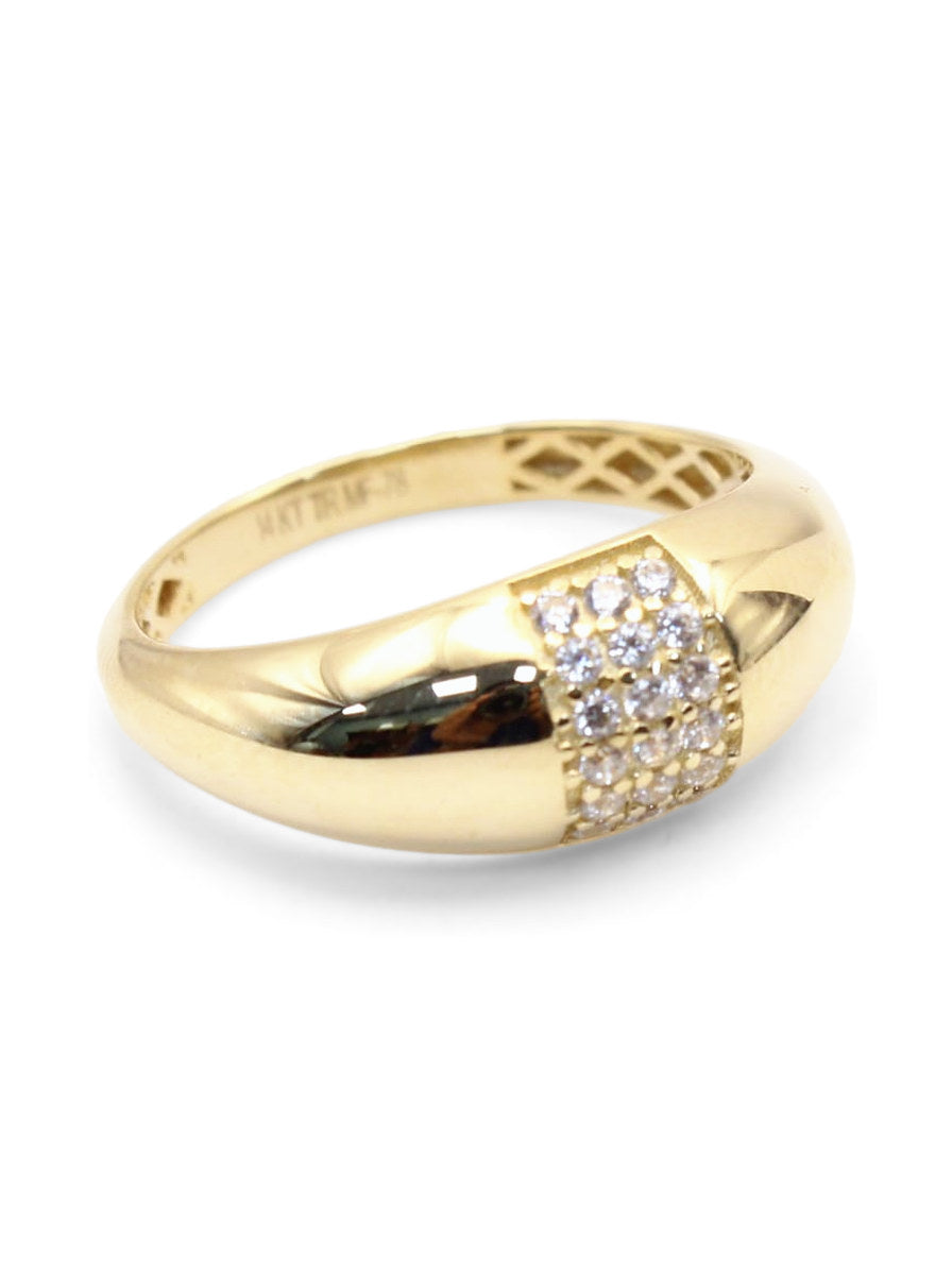 Anillo de oro amarillo 14k diseño bombé con pavé de circonias Mod 5985