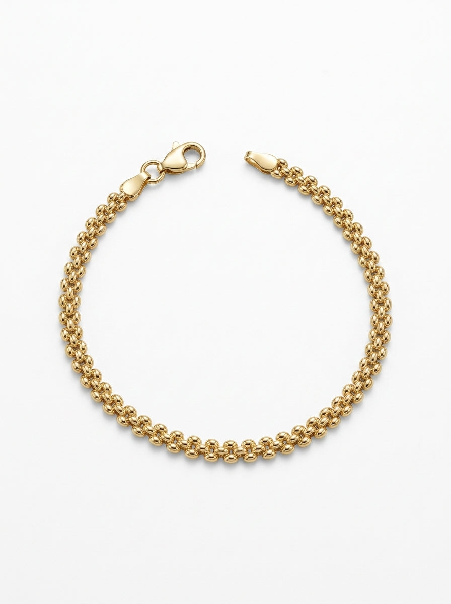 Pulsera de oro 14k tejido de cuentas Mod 5998 - 18 cm
