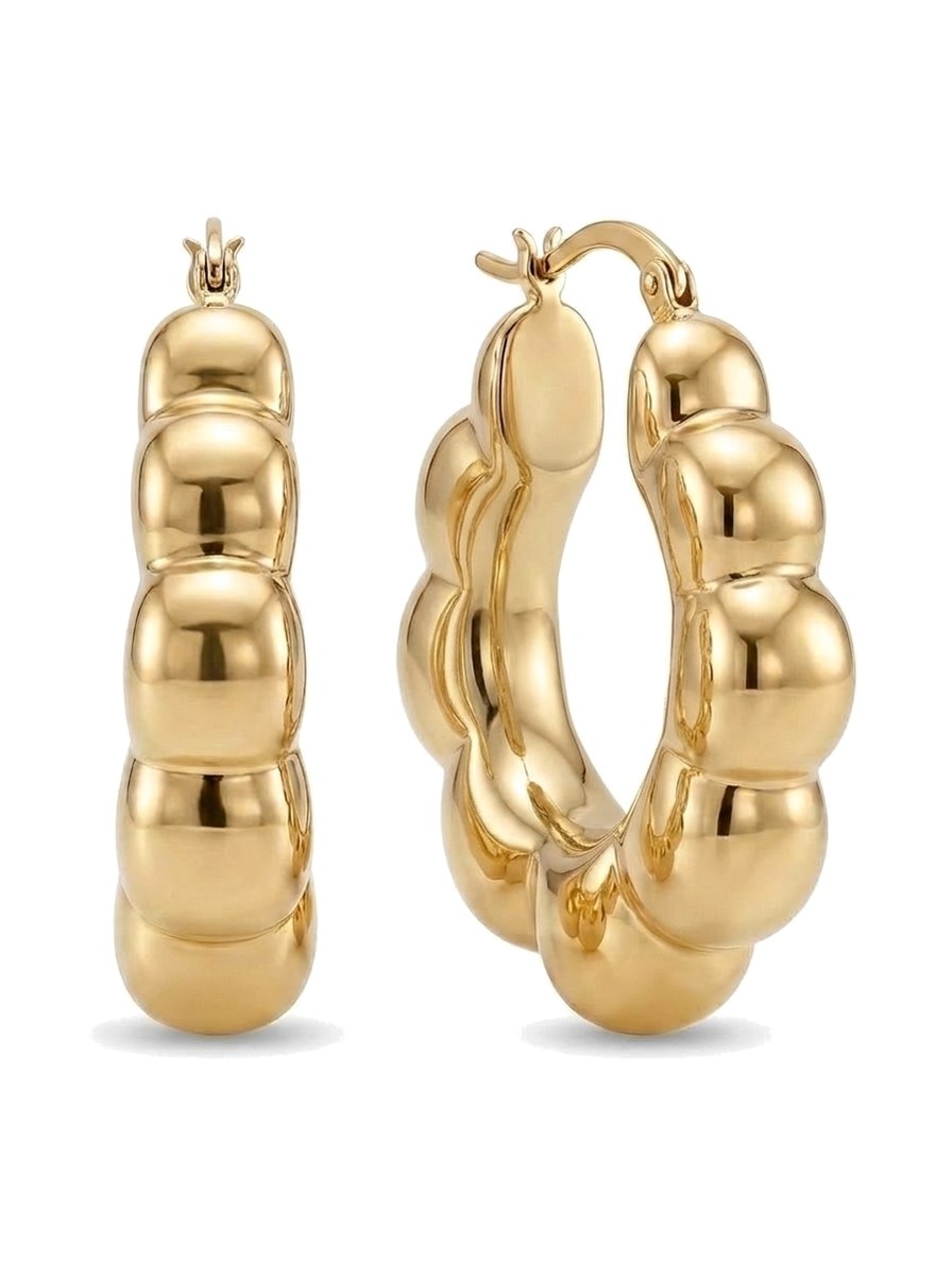 Arracadas de oro 10k diseño chunky con gajos abombados Mod 6030