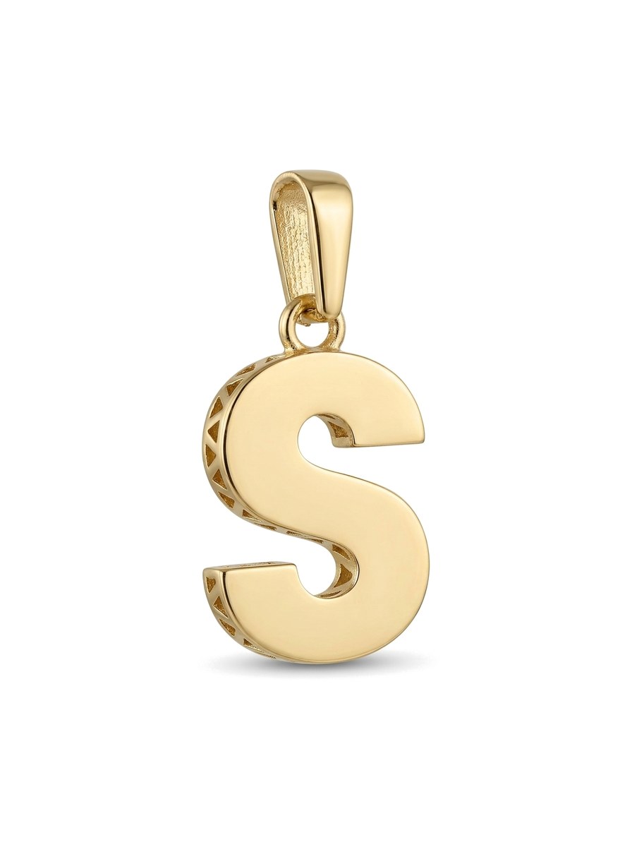 Dije de oro 14k inicial S con costados calados Mod 6062 - 1 cm