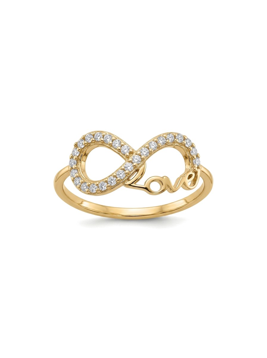 Anillo de oro 14k infinito con circonias y palabra Love Mod 6068