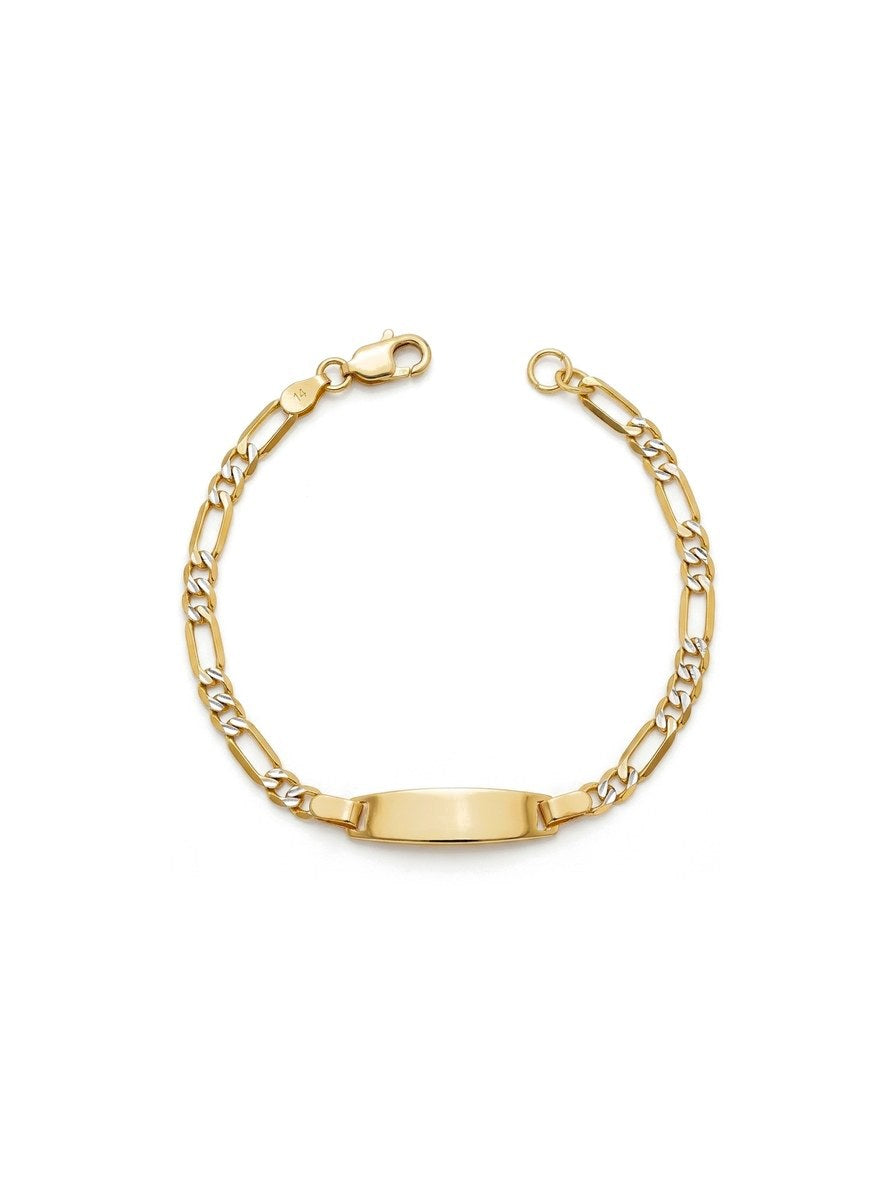 Esclava kids de oro bicolor 14k tejido 3x1 diamantado Mod 6171 - 12/14 cm