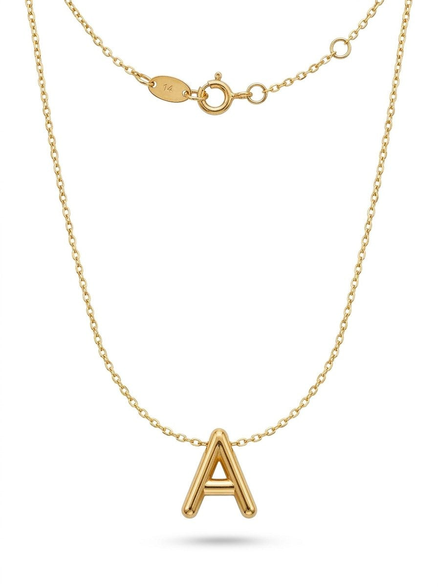 Gargantilla de oro 14k con inicial A burbuja Mod 6214 - 45 cm