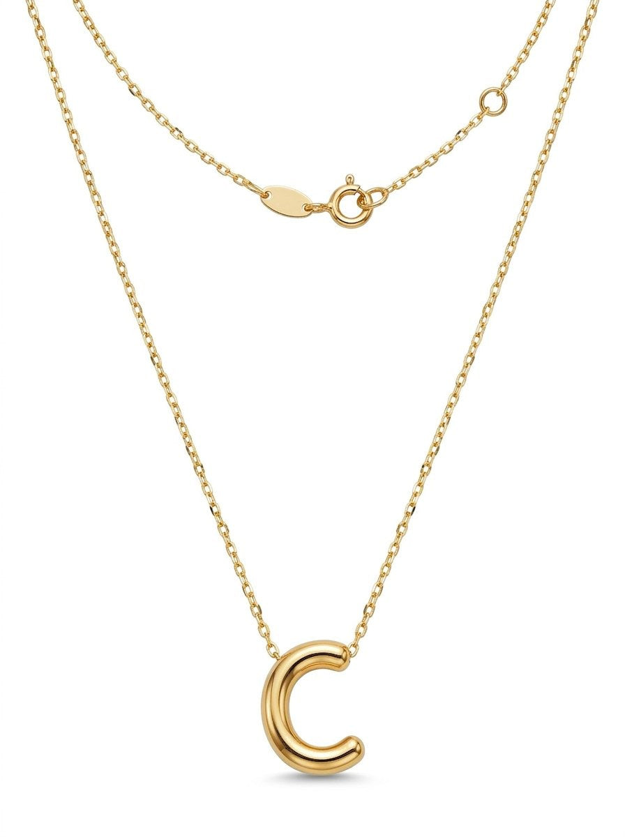 Gargantilla de oro 14k con inicial C burbuja Mod 6217 - 45 cm