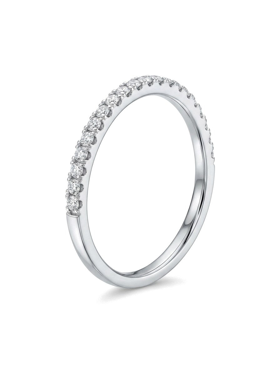 Anillo de oro blanco 14k media churumbela con diamantes naturales Mod 6219