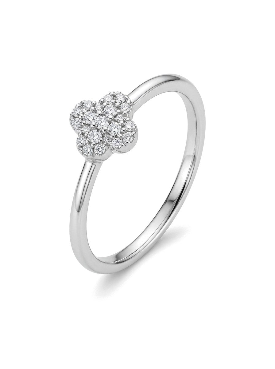 Anillo de oro blanco 18k con flor de diamantes naturales Mod 6229