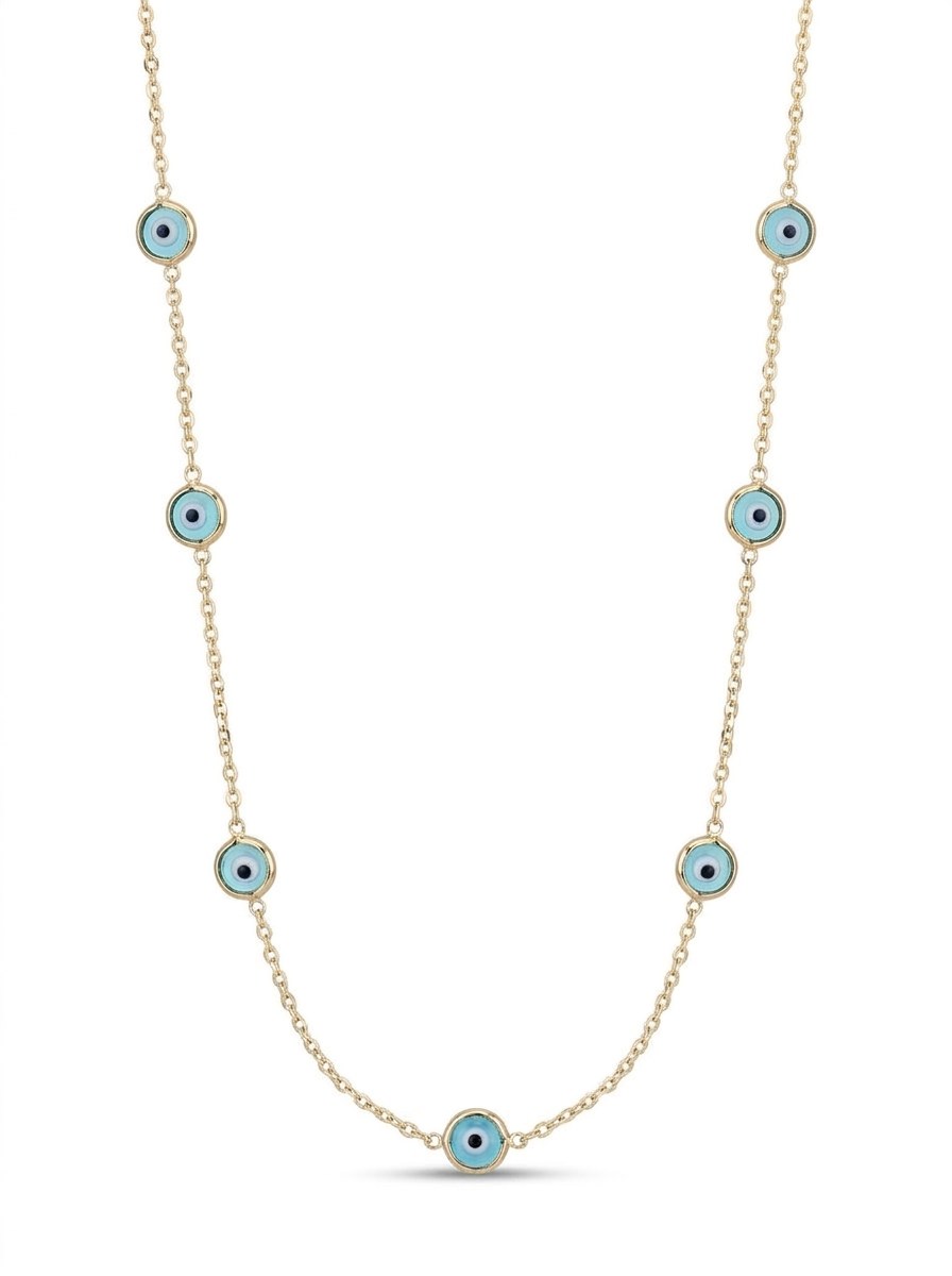 Gargantilla de oro 14k con ojos turcos Mod 6246 - 45 cm