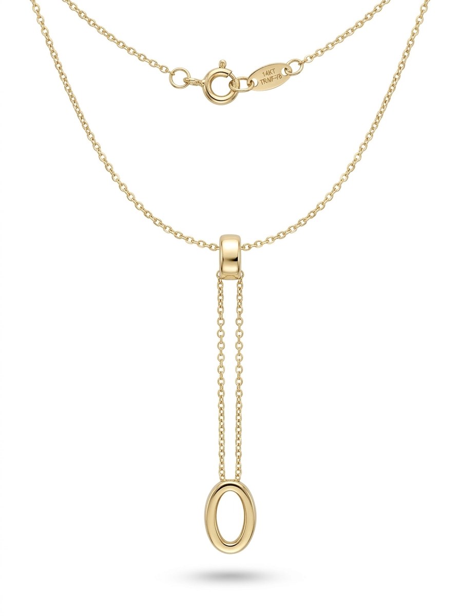 Gargantilla de oro 14k con pasador y óvalo colgante Mod 6259 - 45 cm