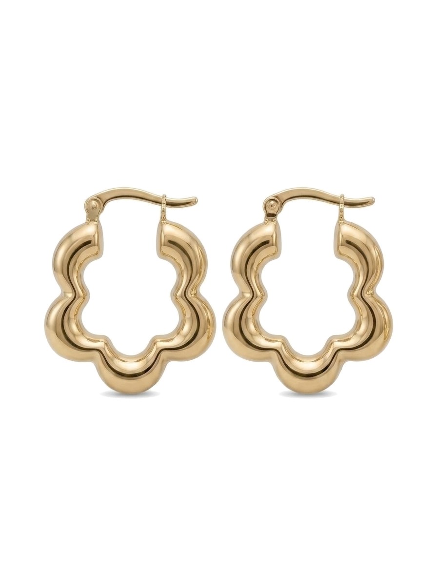 Arracadas de oro 14k de flor inflada Mod 6278
