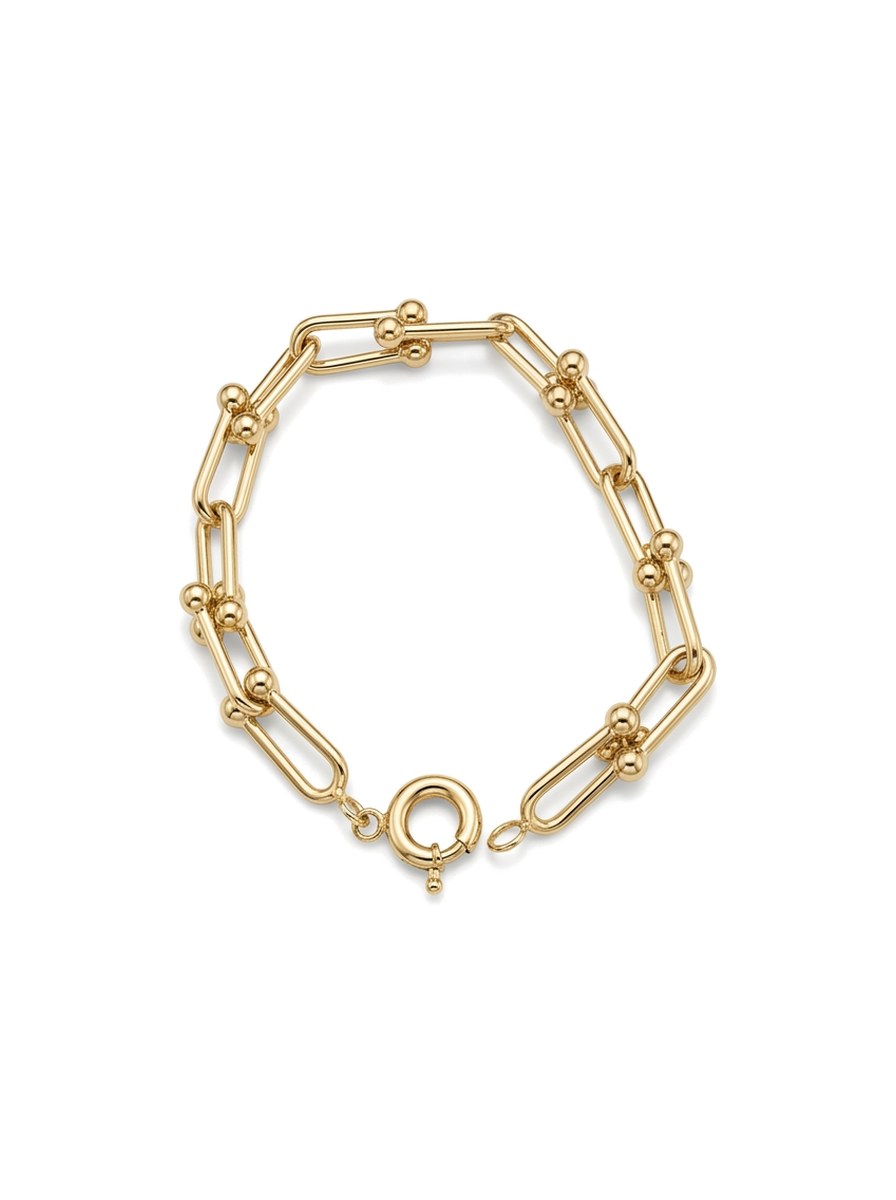 Pulsera de oro 10k tipo diseñador eslabón U Mod 6293 - 18 cm