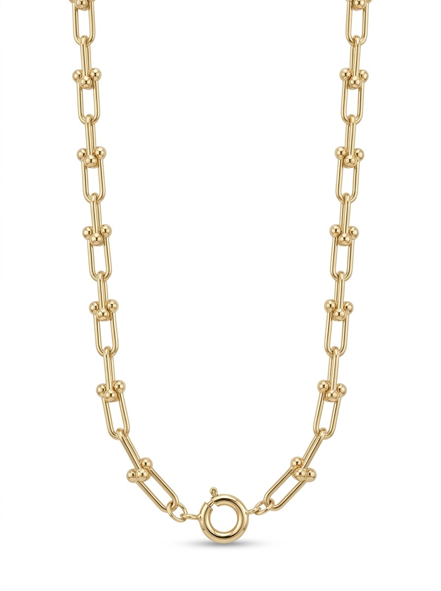 Gargantilla de oro 10k tipo diseñador eslabón U Mod 6294 - 45 cm