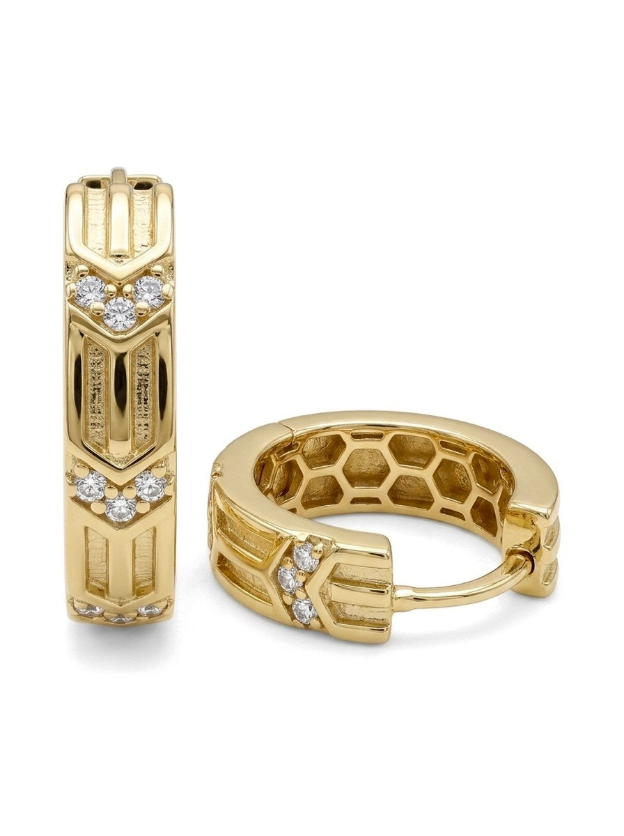 Huggies de oro 14k con flechas y circonias Mod 6318 - 1.5 cm