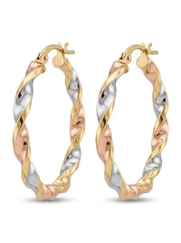 Arracadas de oro florentino 14k torcidas Mod 5549 - 2.5 cm
