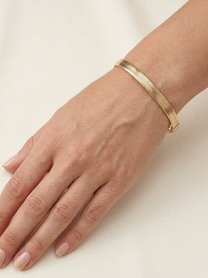 Pulsera de oro 14k diseño flexible tipo elastica delgada Mod 5568 18 cm
