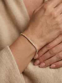 Pulsera de oro 14k diseño tipo tennis blanca 5934 - 18 cm