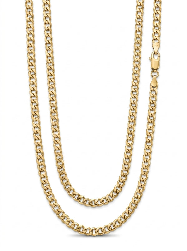 Cadena de oro 14k tejido cubano hueco mod 5820 - 4.5 mm