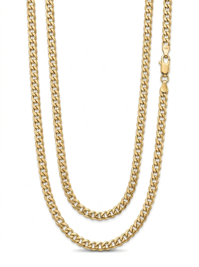 Cadena de oro 14k tejido cubano hueco mod 5820 - 4.5 mm