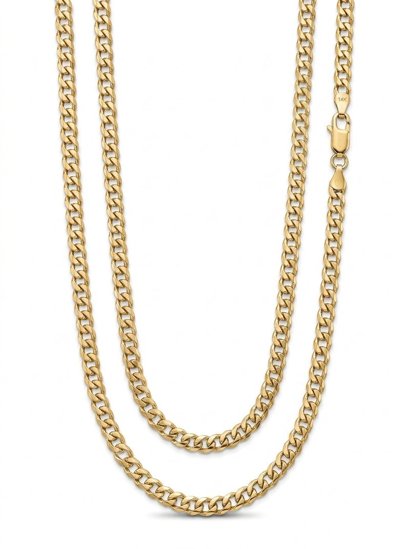 Cadena de oro 14k tejido cubano hueco mod 5820 - 4.5 mm