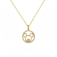 Gargantilla de oro 14K con dije de silueta M y circonias