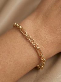 Pulsera de oro amarillo 14k tejido de eslabones mod 5510 18 cm