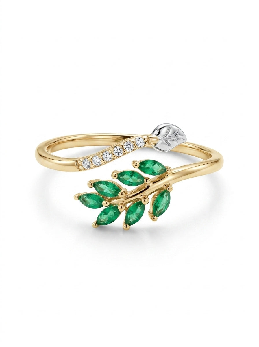 Anillo de oro 10k diseño de guirnalda bi color con circonias mod 5737