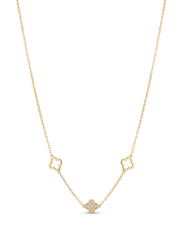 Gargantilla de oro 14k diseño de tréboles mod 5591 - 45 cm