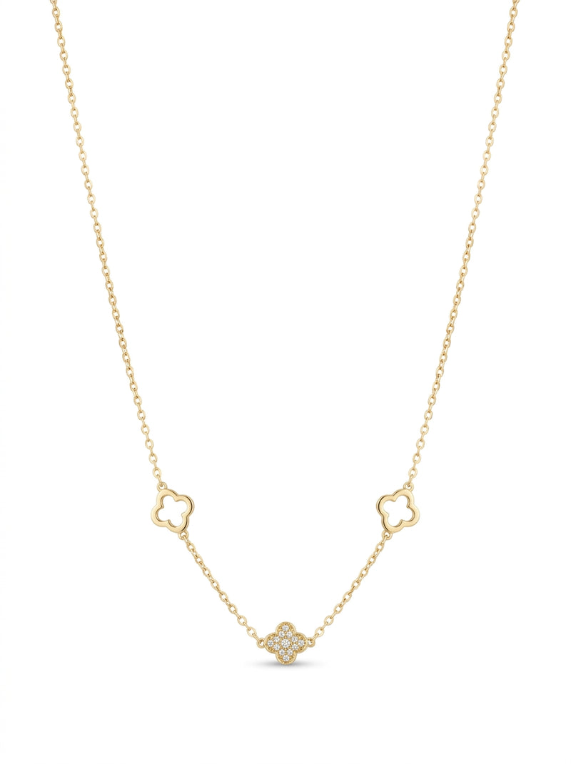 Gargantilla de oro 14k diseño de tréboles mod 5591 - 45 cm