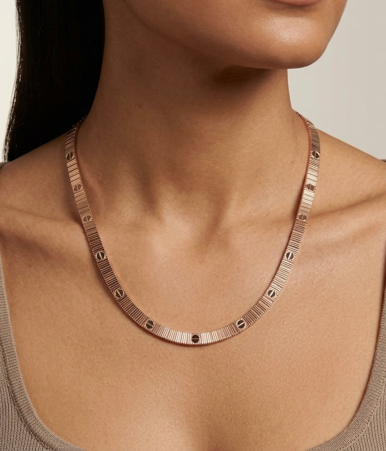 Gargantilla de oro rosa 14k tipo diseñador Mod 5651 - 45 cm