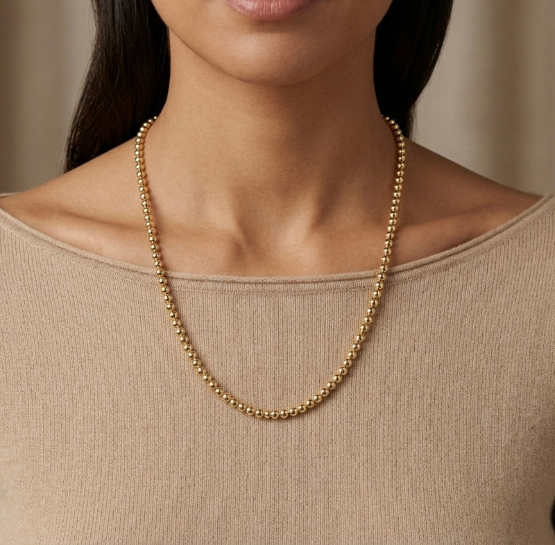 Gargantilla de oro 14k diseño de bolitas huecas Mod 5650 - 45 cm
