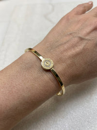 Brazalete de oro 14k tipo diseñador hueco mod 5759 - 18 cm