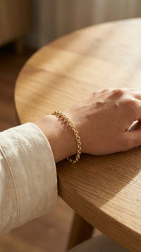 Pulsera de oro 10k tejido eslabón Mod. Y00033 - 18 cm