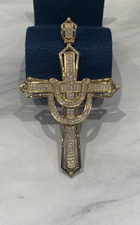 Dije de oro 10k de cruz con manto y circonias Mod 6119 - 9 cm