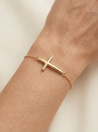 Pulsera de oro 14k diseño de cruz Mod LM5241 - 18 cm