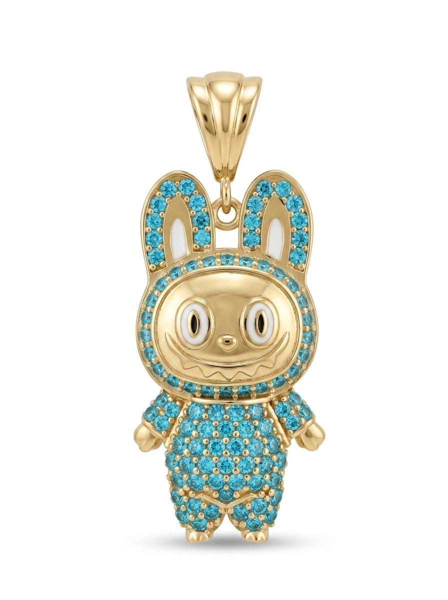 Dije de oro 10k diseño de labubu azul Mod 5522 - 3.5 cm